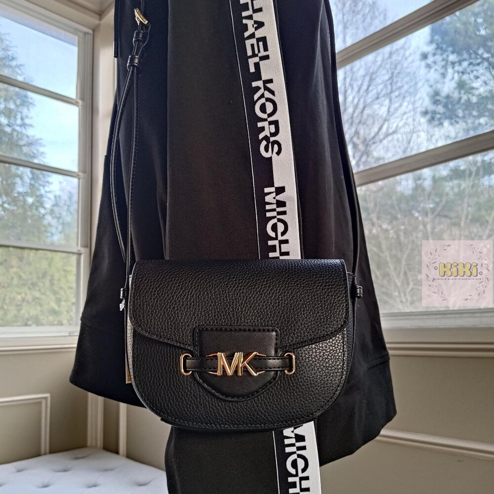 BRAND NEW Michael Kors Reed Small Pebbled Leather Crossbody Bag Black 35F3G6RC1T - Picture 4 of 13